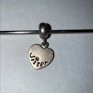 Pandora Silver Heart Sister Charm